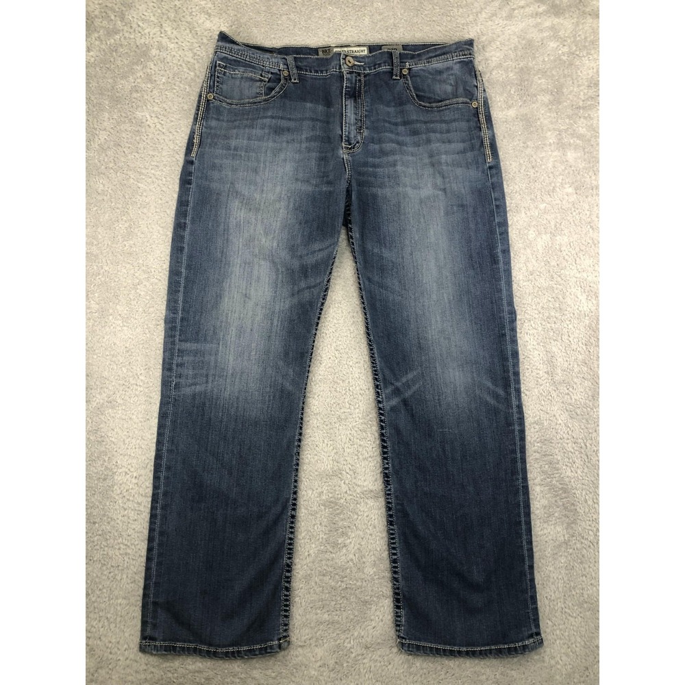 BKE Jeans Mens 38x31 Blue Tyler Straight Distressed Denim